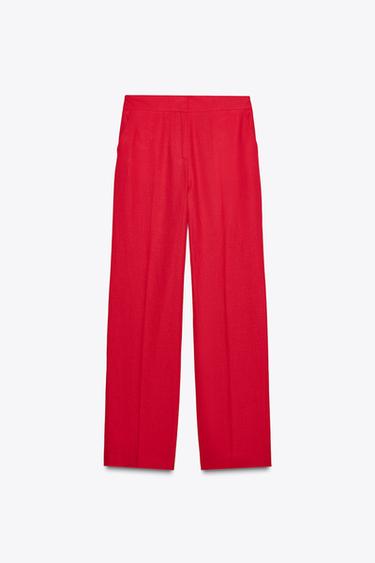 STRAIGHT-LEG LINEN BLEND TROUSERS - Strawberry by Zara - Image 2