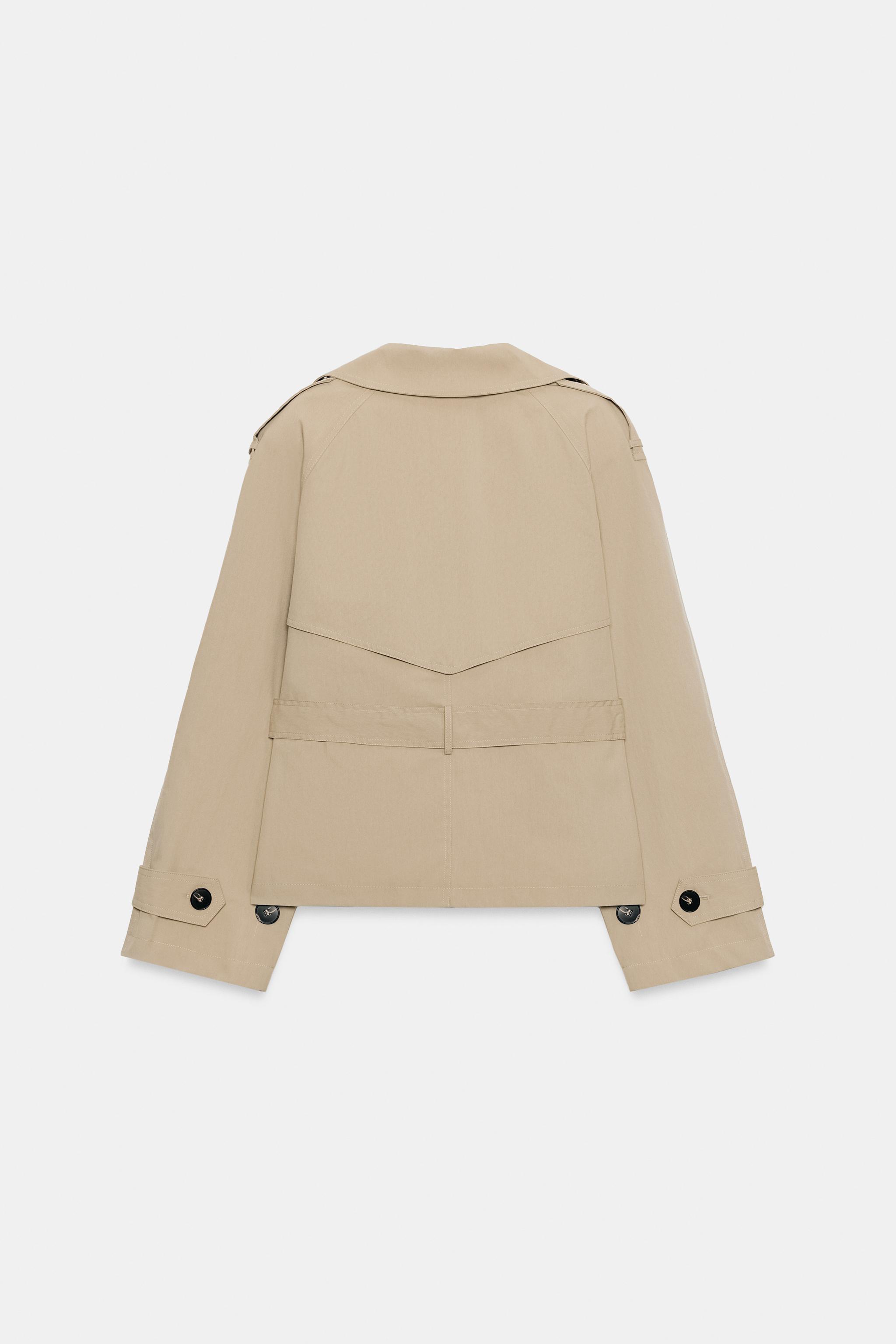 SHORT TRENCH COAT WITH SHOULDER PADS AND BELT