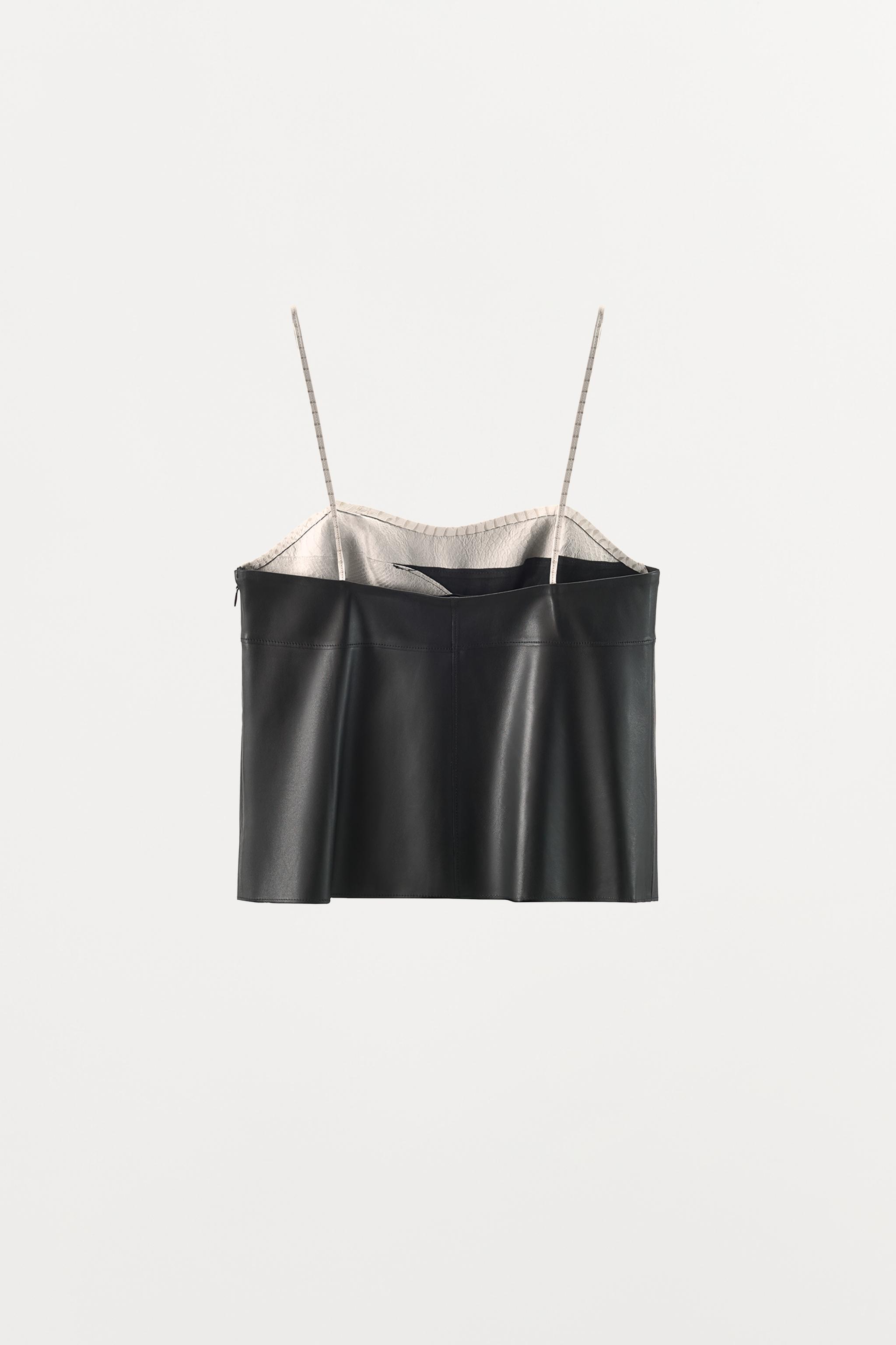 100% LEATHER MIXED-MATERIAL TOP