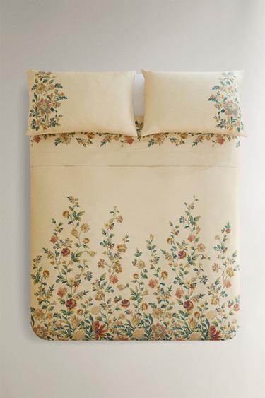 FLORAL PRINT SATEEN DUVET COVER - Ecru by Zara - Image 0