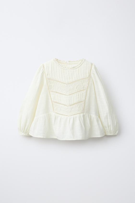 BLUSA ROMÁNTICA ENTREDOS - Crudo de Zara - Imagen 0
