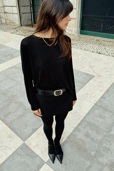 سترة محاكة رفيعة - أسود الخاص بـ Zara