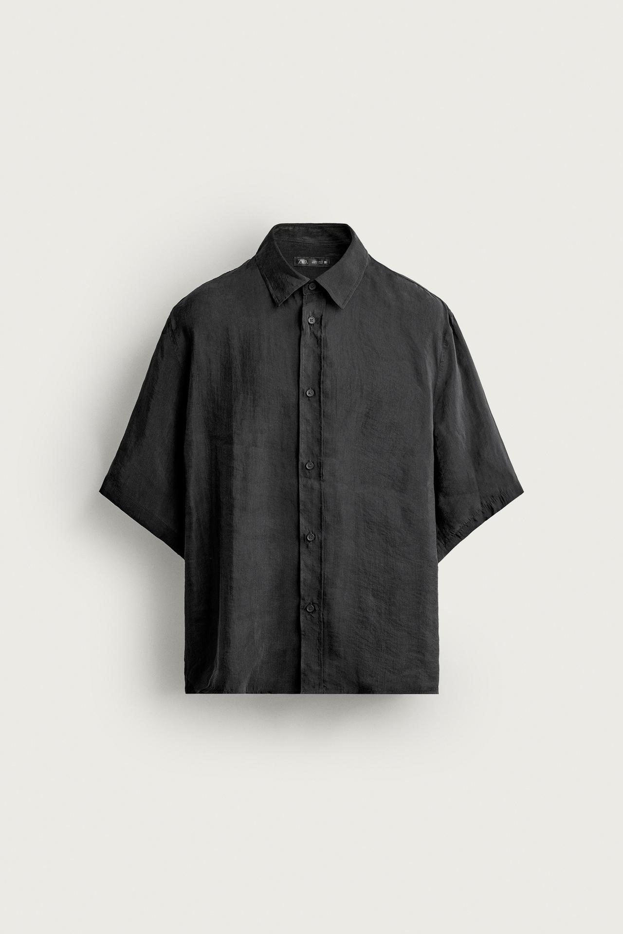 FLUID BOXY FIT SHIRT — Gray