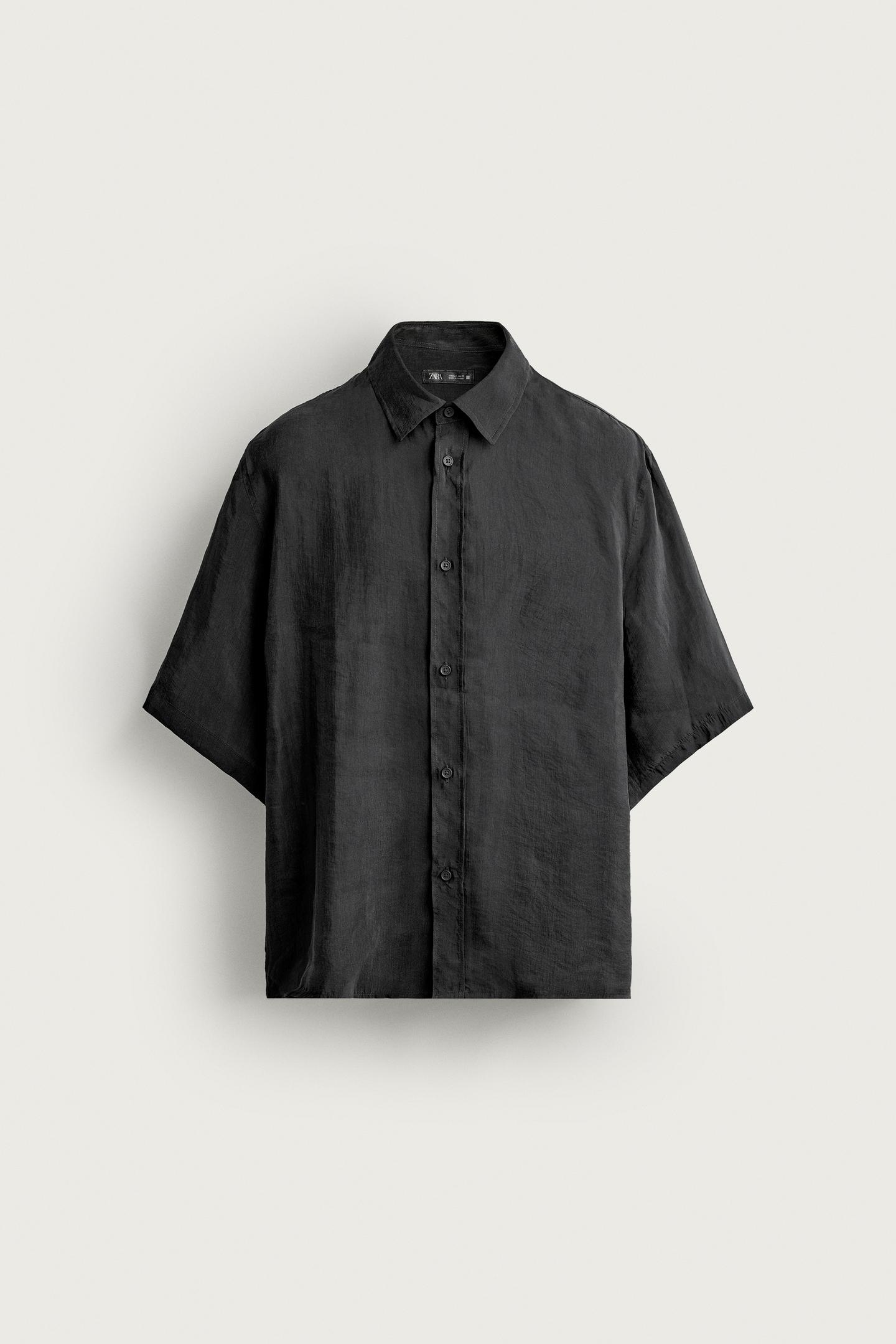 Мужская рубашка Zara Fluid Boxy Fit, цвет: Серый — фото 7
