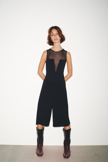 CREPE TULLE CONTRAST BODYSUIT - Black by Zara