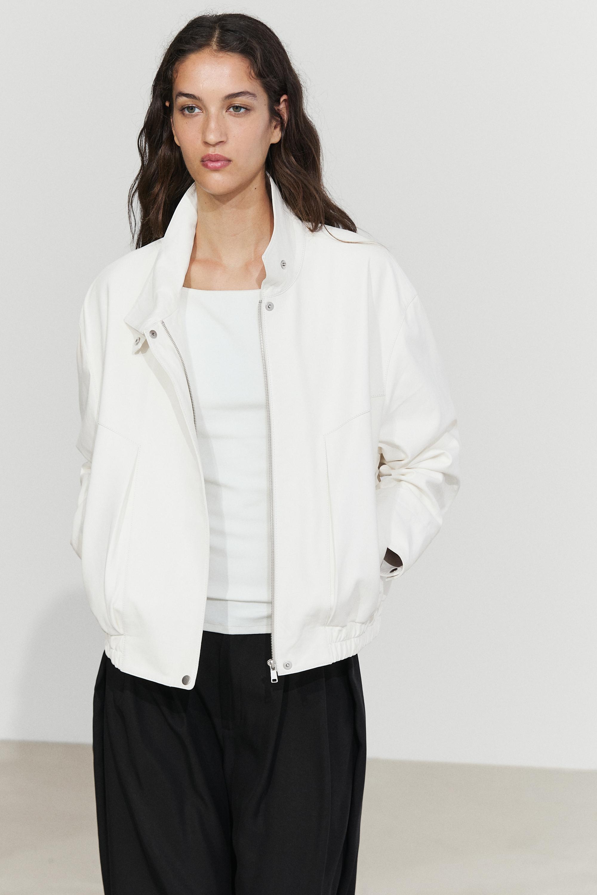 Nappa leather bomber jacket — White