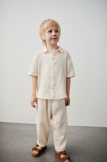 PANTALÓN BAGGY TEXTURA CUADROS - Crudo de Zara