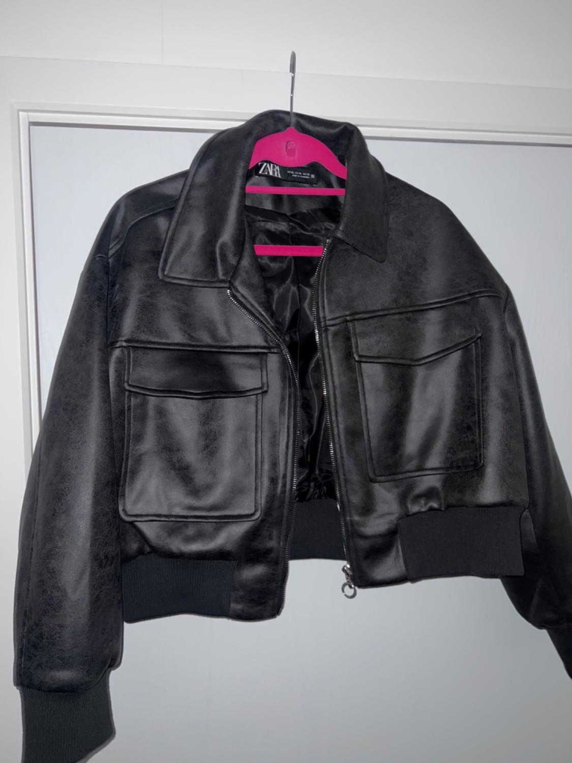 LEATHER EFFECT BOMBER JACKET - Image 3