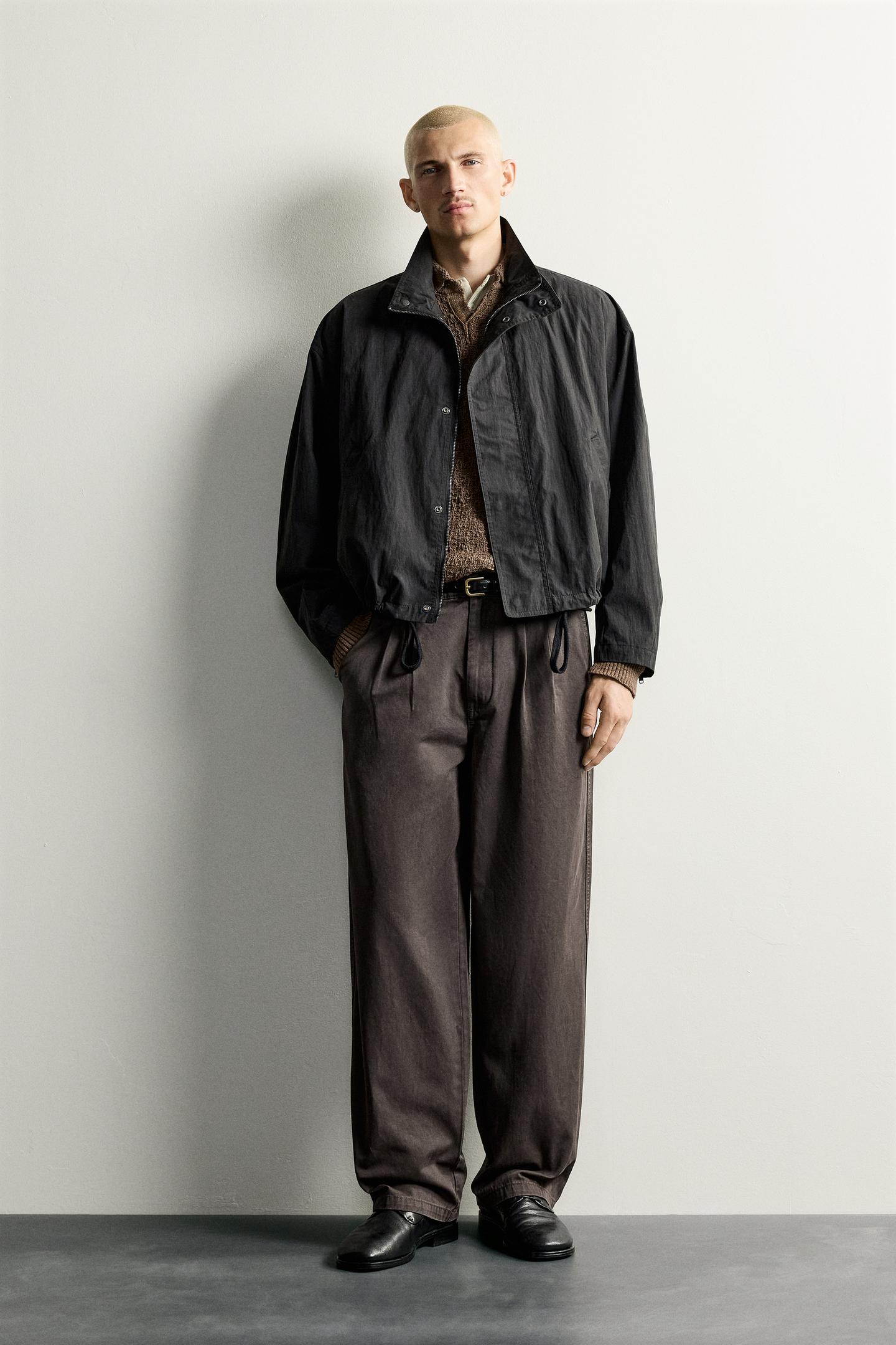 Мужская куртка Zara Cropped-Fit, цвет: Чёрный