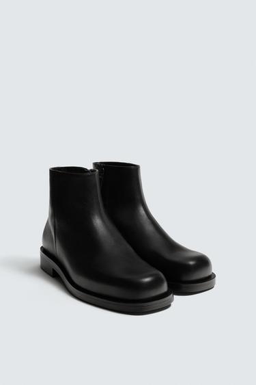 Zara LEATHER BOOTS - Black