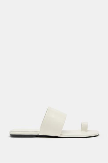 LIMITED EDITION LEATHER FLAT SANDALS - White by Zara