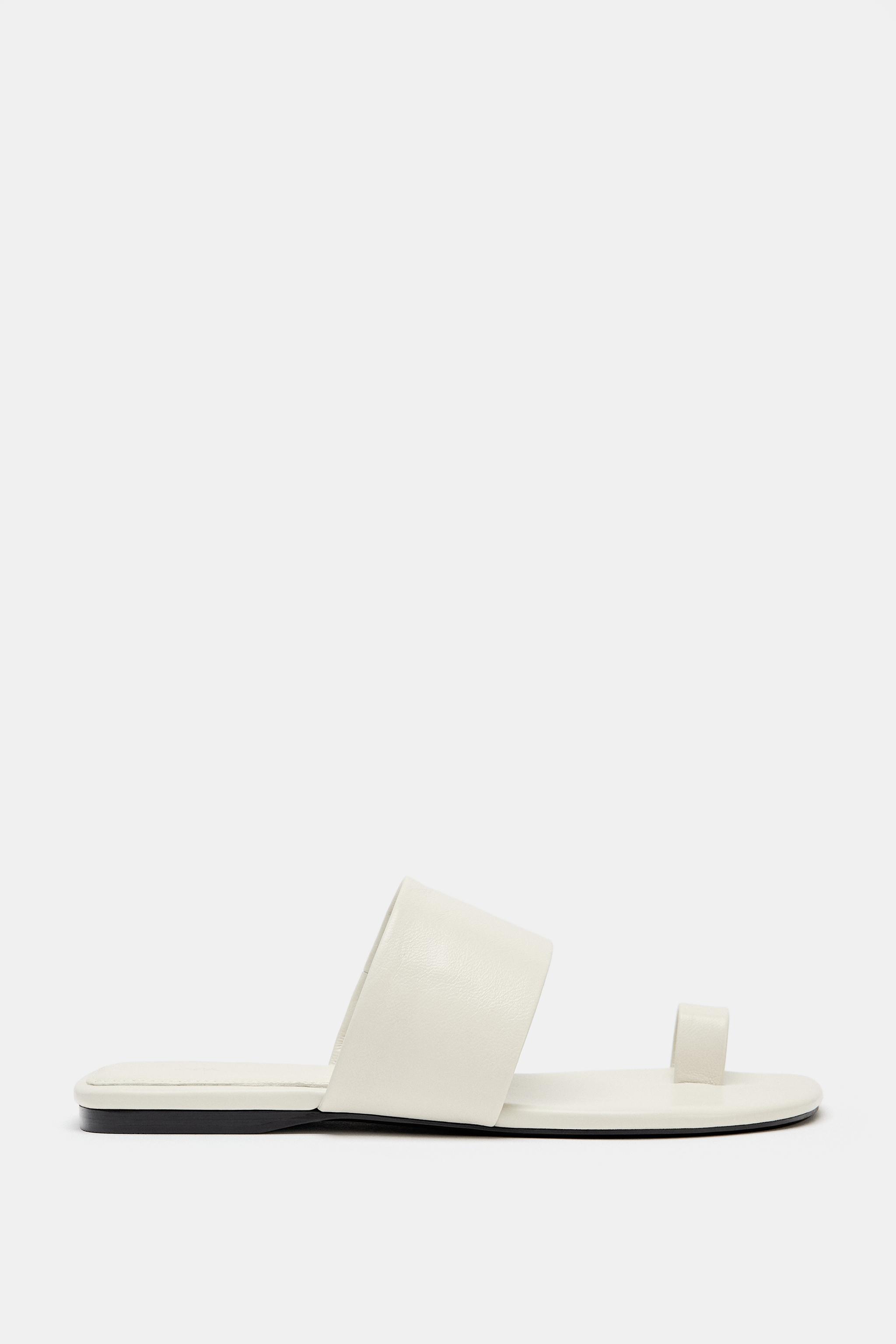 Женские сандалии Zara LIMITED EDITION LEATHER FLAT SANDALS — фото 3