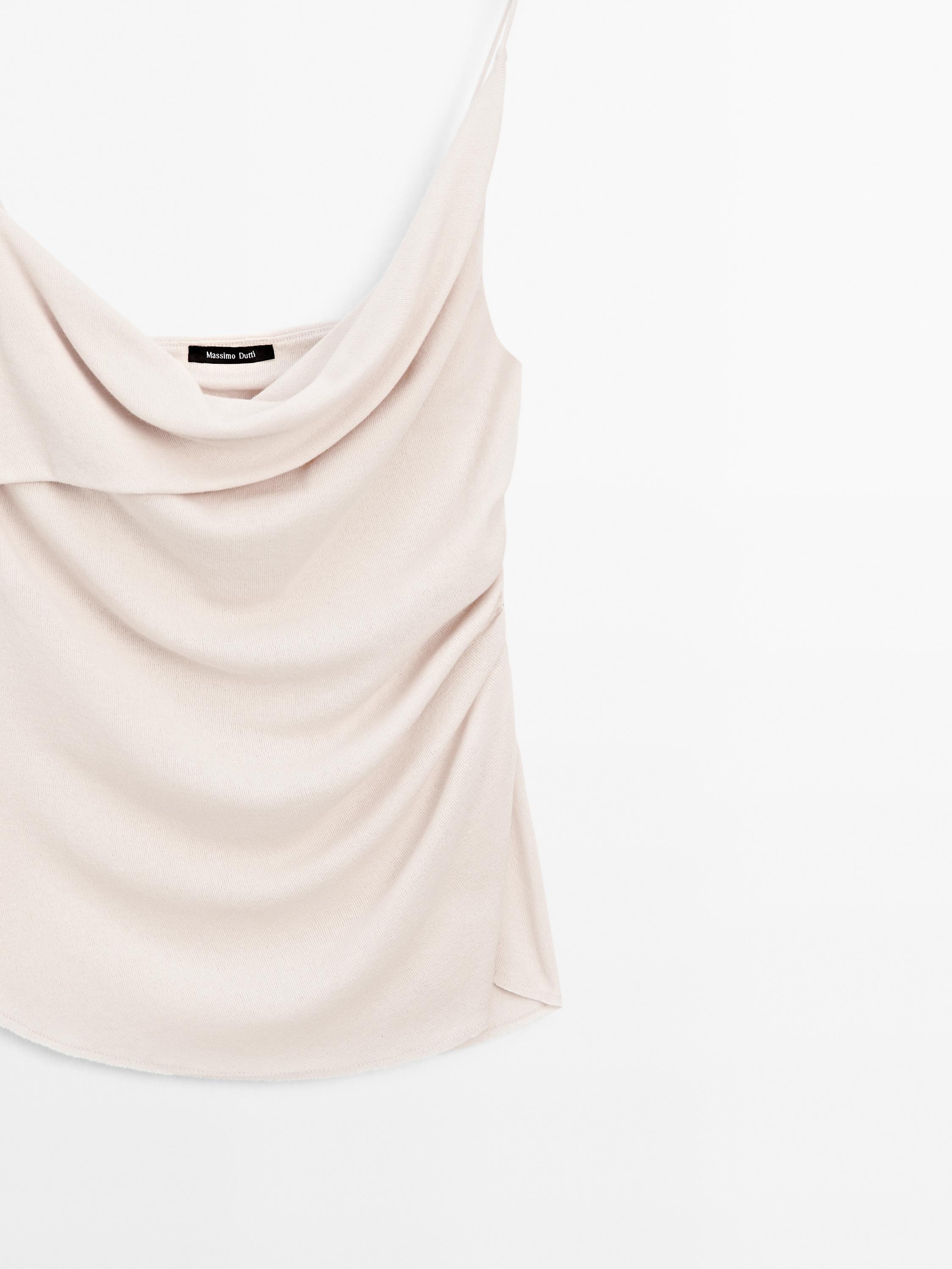 100% cotton top with asymmetric neckline