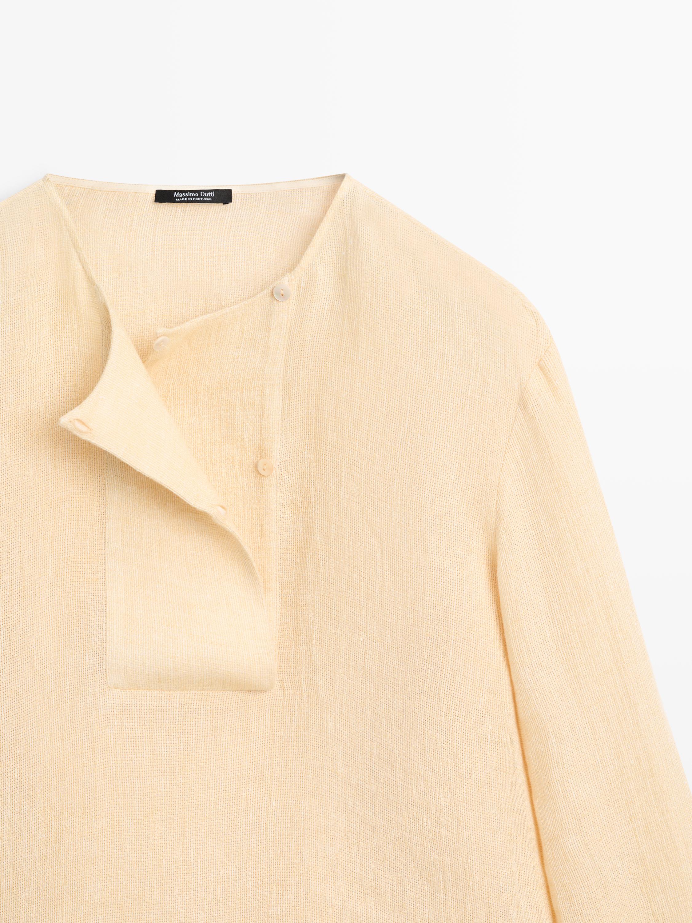 Flowing linen blouse with chest detail