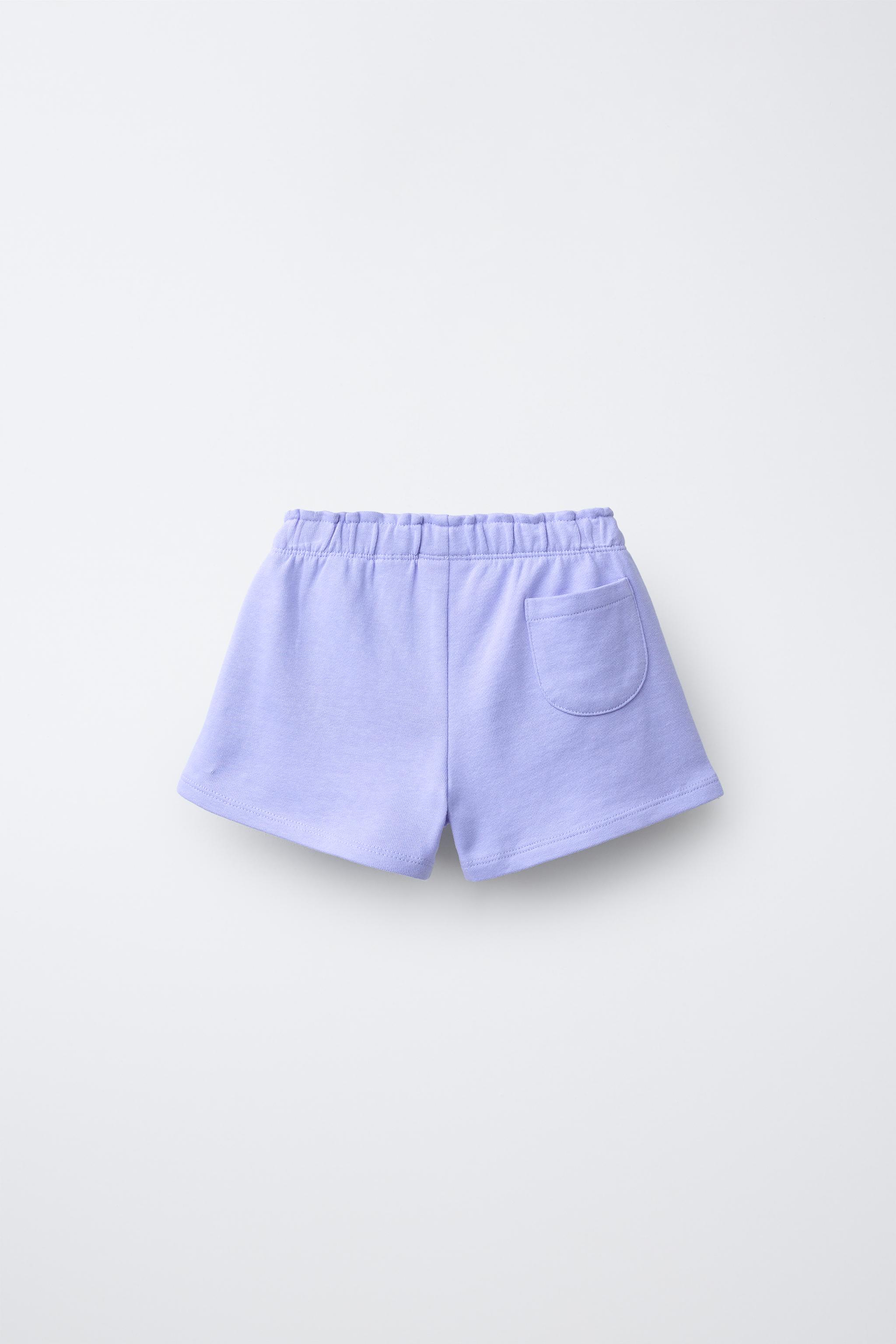 RUBBERIZED APPLIQUÉ PLUSH SHORTS - Blue / Lavender | ZARA Canada