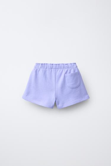 PLUSH BERMUDA SHORTS WITH RUBBERISED APPLIQUÉ - Blue / Lavender by Zara - Image 1