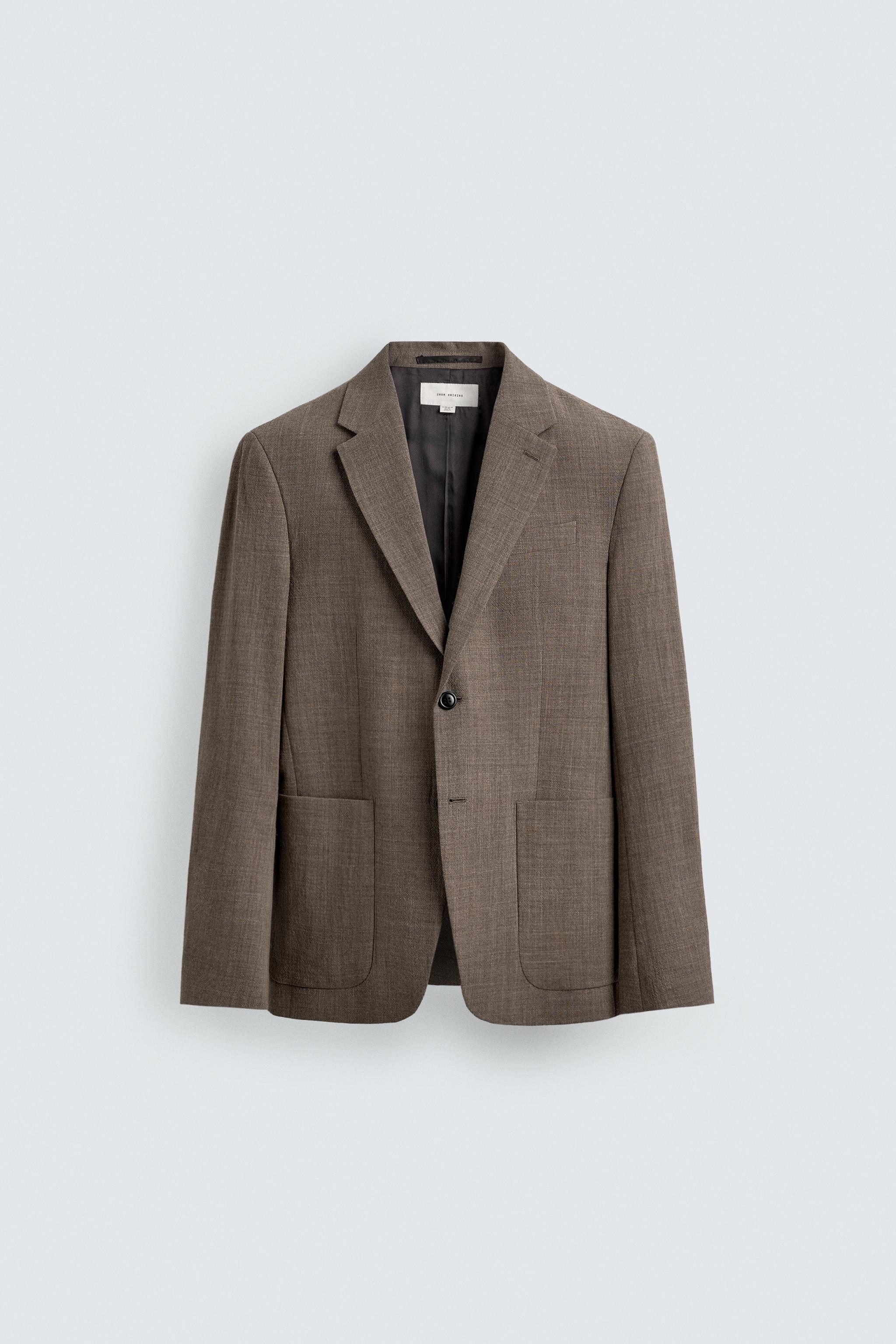 100% WOOL TEXTURED SUIT BLAZER