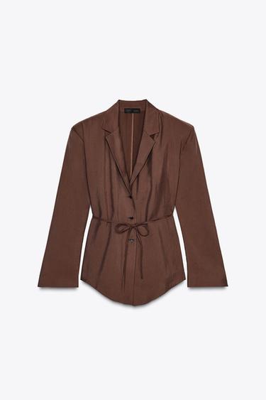 FINE BELT BLAZER - Chocolate brown by Zara