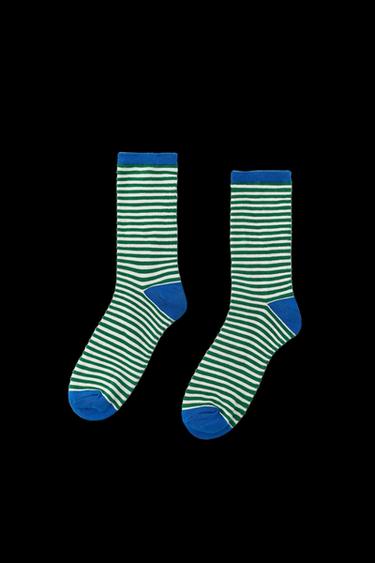 Zara STRIPED JACQUARD SOCKS - Green