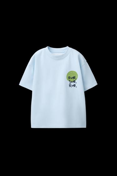 Zara PRINTED AND EMBROIDERED T-SHIRT - Sky blue - Image 0