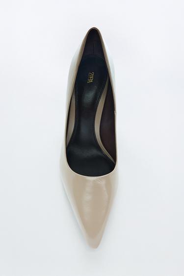 FAUX PATENT HIGH-HEEL SHOES - Taupe Grey by Zara