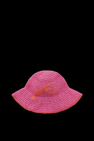 Zara LOBSTER BRAIDED BUCKET HAT - Fuchsia - Image 0