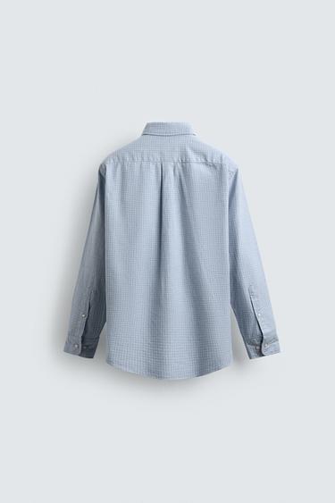 REGULAR FIT CHECK SHIRT - White / Sky blue by Zara - Image 7
