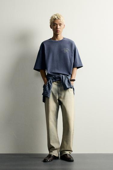 RELAXED FIT SWEATSHIRT MED VASKET PRINT - marine fra Zara - Billede 0