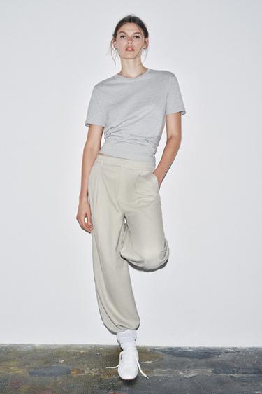 BASIC COTTON T-SHIRT - Grey marl by Zara - Image 4