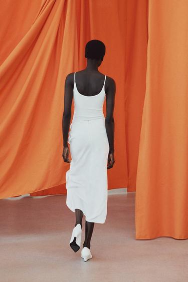 JUPE MI-LONGUE VOLANT ZW COLLECTION - Blanc de Zara - Image 2