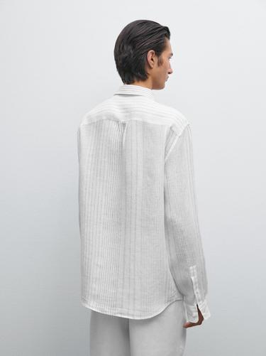 Zara 100% linen regular fit shirt - Oyster-white