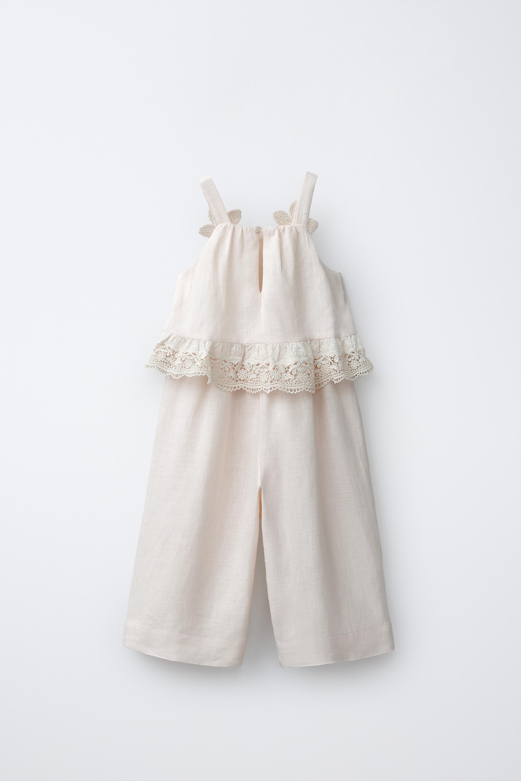 100% LINEN FLORAL LACE JUMPSUIT