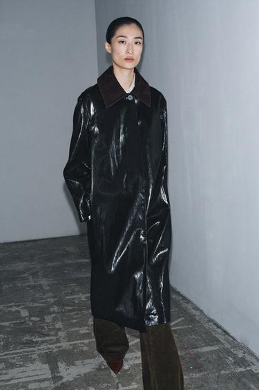 ZW COLLECTION LIMITED EDITION SHINY TRENCH COAT WITH CONTRAST COLLAR - Black by Zara - Image 2