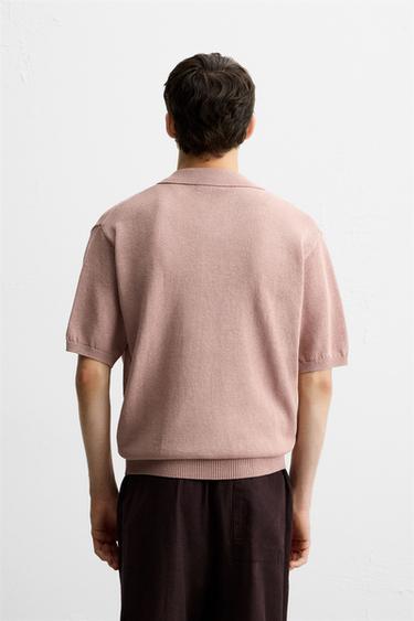 TEXTURED KNIT POLO SHIRT - Pink by Zara - Image 2