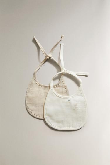 EMBROIDERED BABY BIB (PACK OF 2) - Ecru by Zara - Image 0