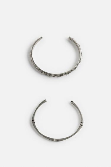 PACK OF 2 RIGID BANGLES - Silver by Zara