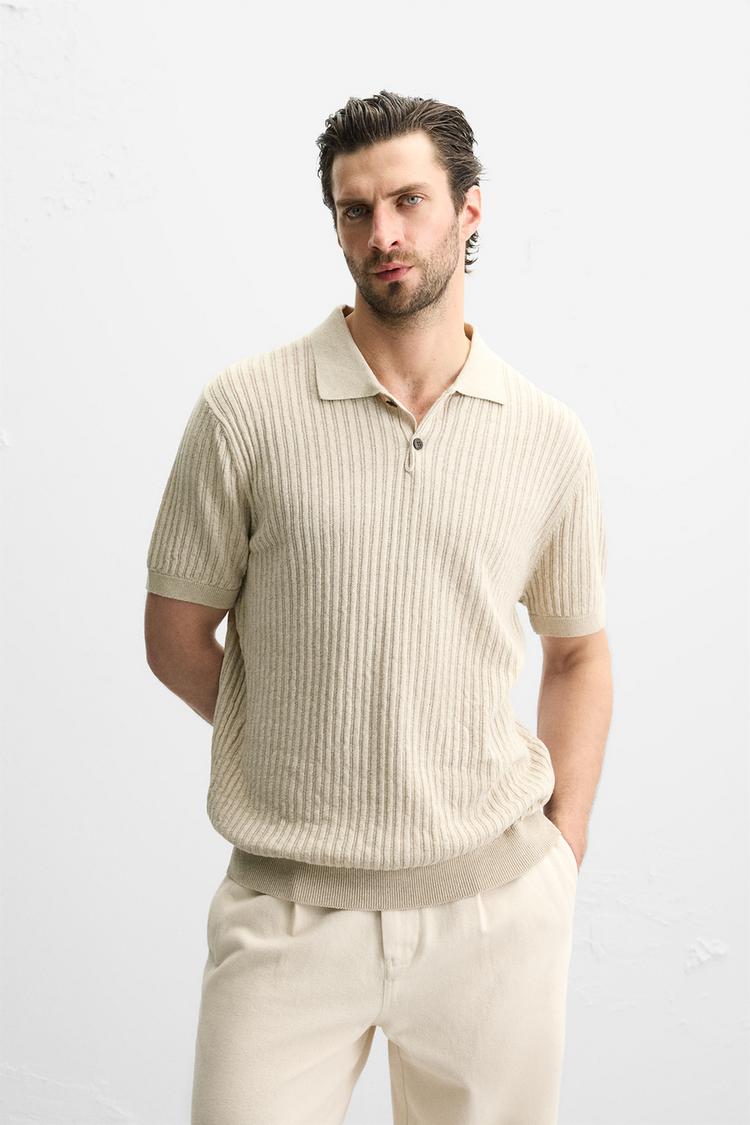 RIB KNIT POLO SHIRT