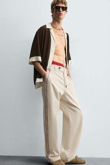 VISCOSE/LINEN COLOUR BLOCK SHIRT - Brown by Zara - Image 5