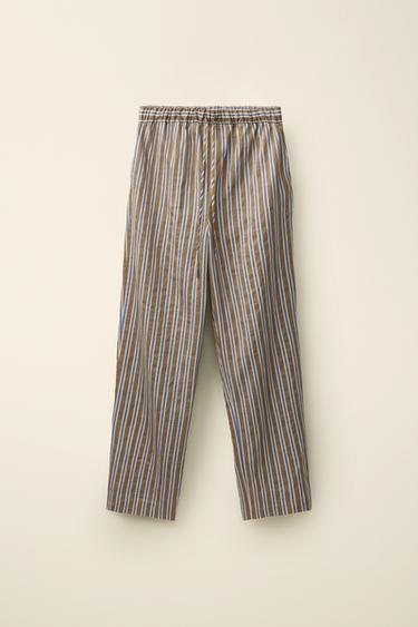 PANTALÓN RAIAS CON LIÑO CREATED BY CARAMEL LONDON X ZARA - Chocolate de Zara