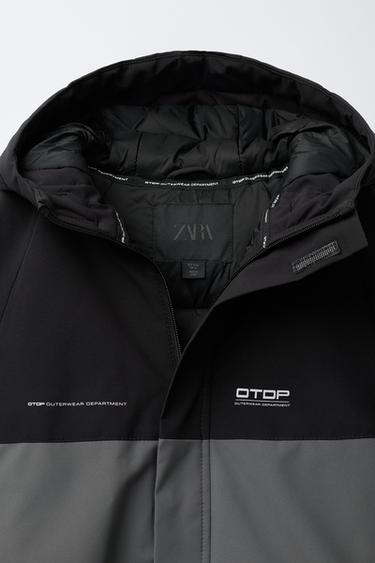 WATER-REPELLENT COLOUR BLOCK JACKET - Black by Zara - Image 4
