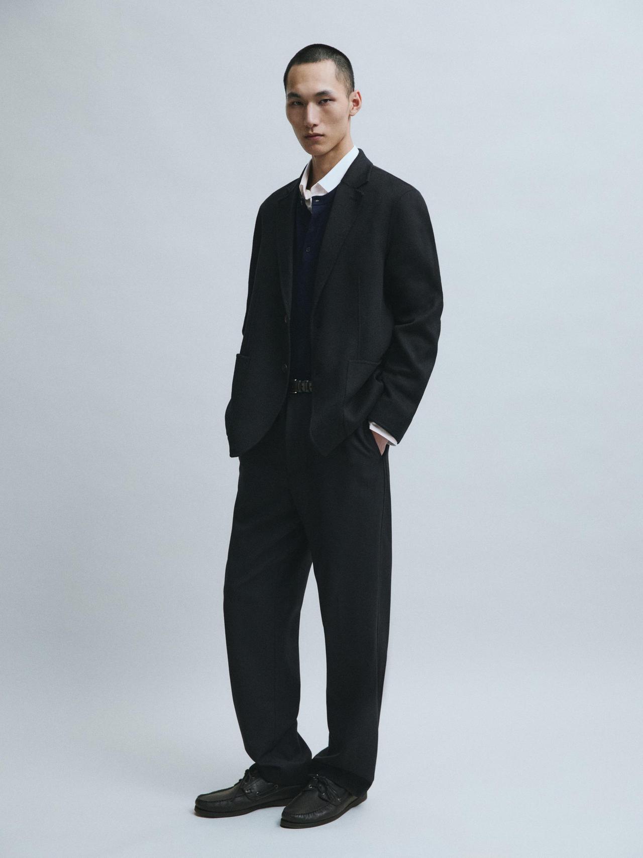 Double-faced wool blend blazer — Deep blue
