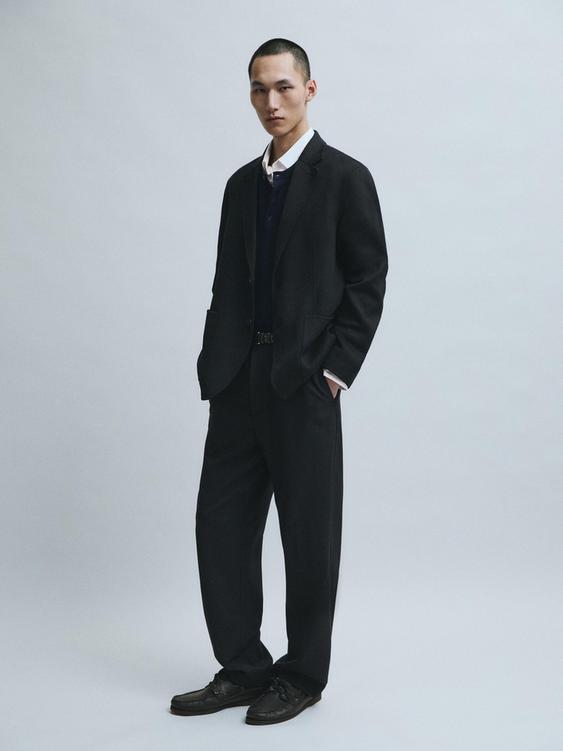 Zara Double-faced wool blend blazer - Deep blue - Image 0