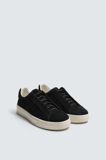 Zara LEATHER SNEAKERS - Black