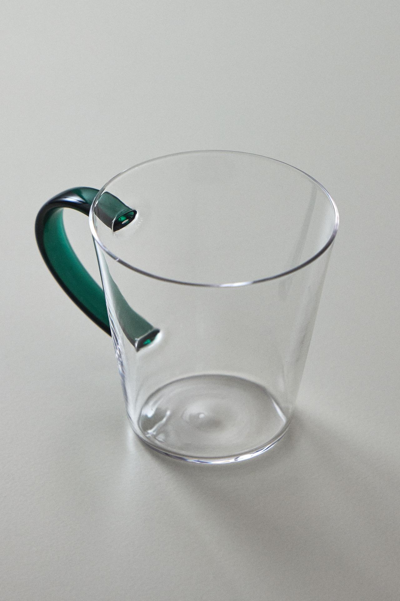 BOROSILICATE GLASS MUG WITH COLOURED HANDLE — Green