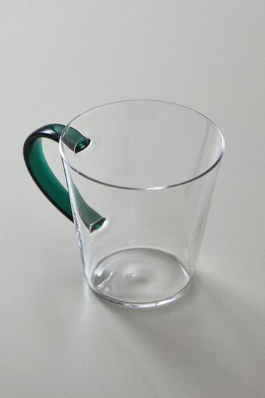 BOROSILICATE GLASS MUG WITH COLOURED HANDLE - Green by Zara