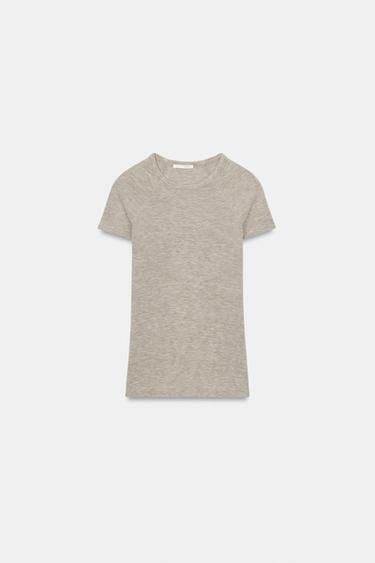 RAGLAN SHORT SLEEVE T-SHIRT - Beige marl by Zara