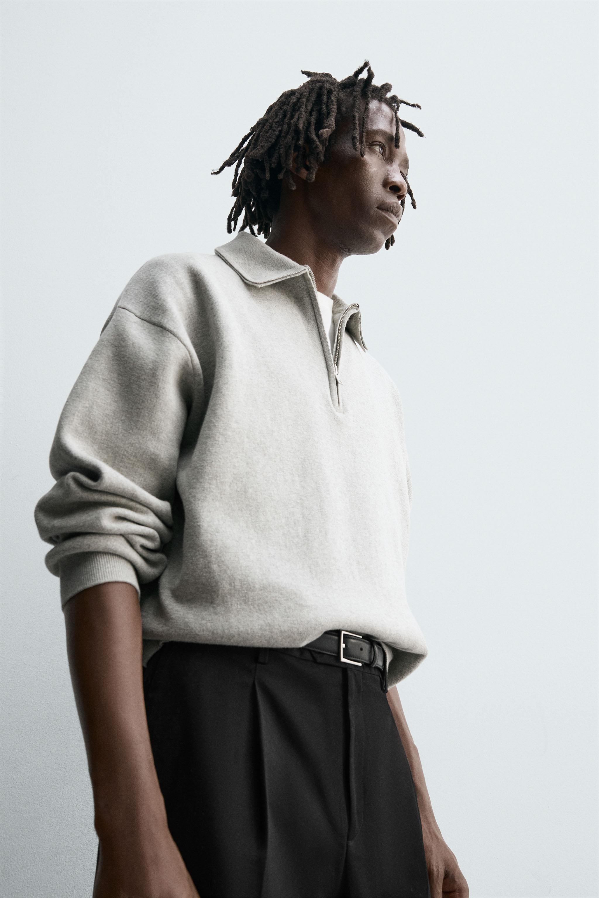 ジッパーニットポロシャツ - グレーマール | ZARA Japan / 日本