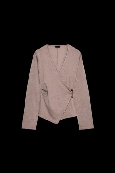 SIDE BROOCH TOP - Light brown by Zara - Image 0