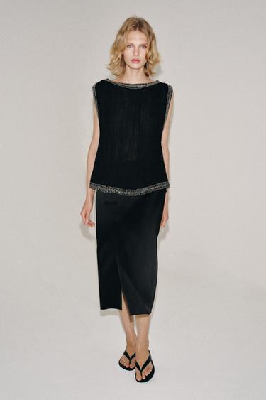 توب جاكار مزين بخرز ZW COLLECTION - أسود الخاص بـ Zara - صورة 0