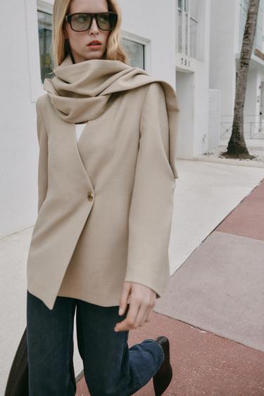 VESTE COL FOULARD - Sable de Zara - Image 1